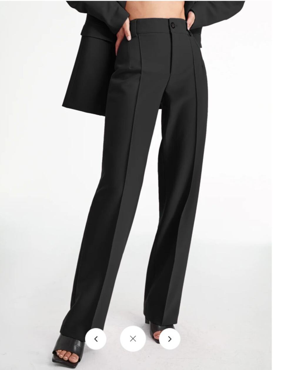 New Commence High Waist Pleat Front Black Straight Wide Leg Trousers Pant Small